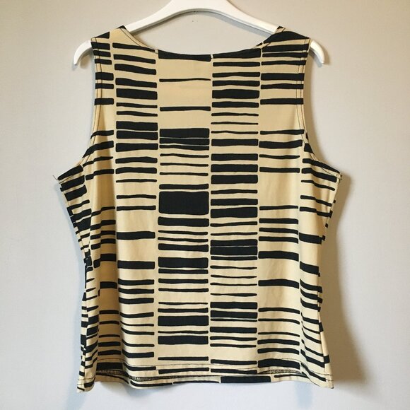 Vintage Y2K Canadian Creamed Honey and Black Stretchy Barcode Tank Top - Picture 2 of 14